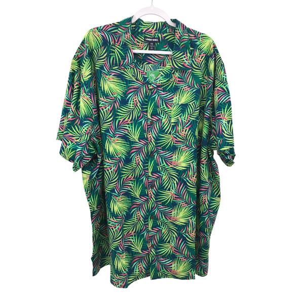 Lands' End Tropical Palm Print Short Sleeve Button Down Shirt 4XL Ecovero - Picture 3 of 8